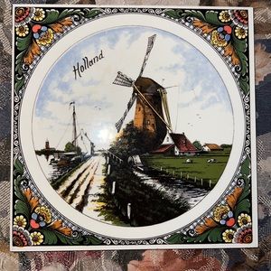 Vintage Hand painted Holland Windmill Tile